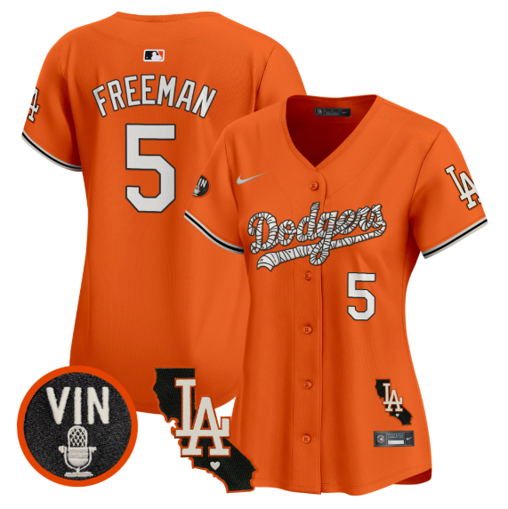 Women Los Angeles Dodgers #5 Freeman 2025 orange Limited Stitched Jersey->women mlb jersey->Women Jersey